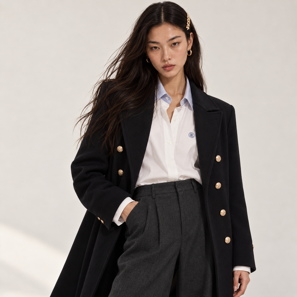 Manteau long bleu marine
