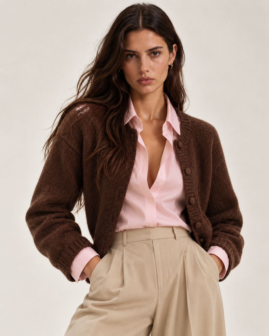 Gilet en maille laine caramel