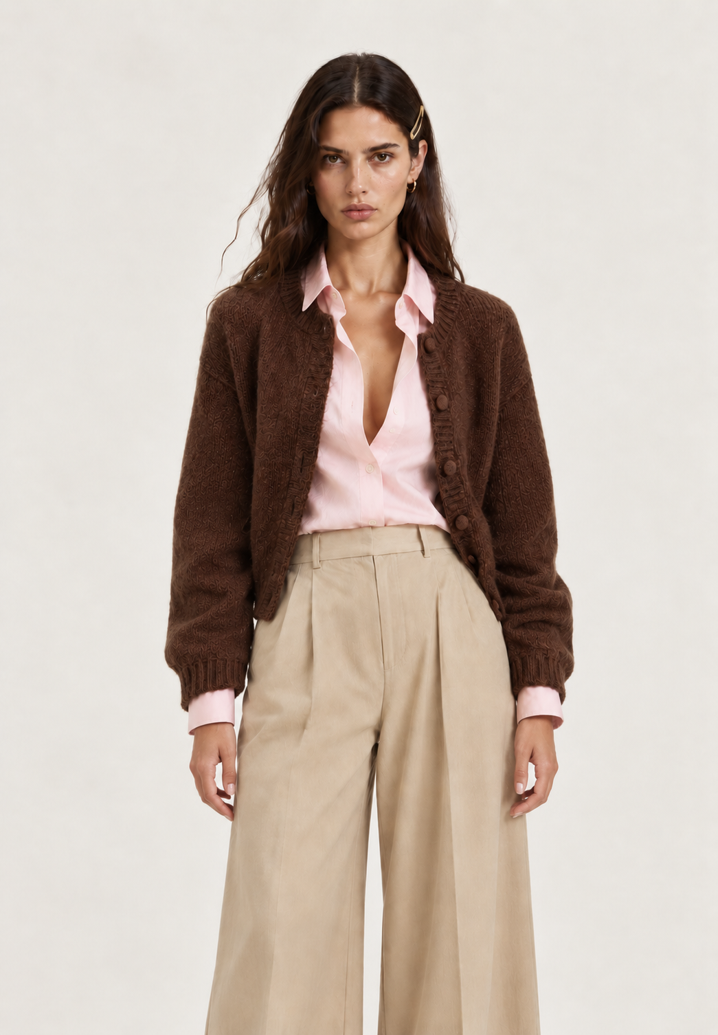 Gilet en maille laine caramel