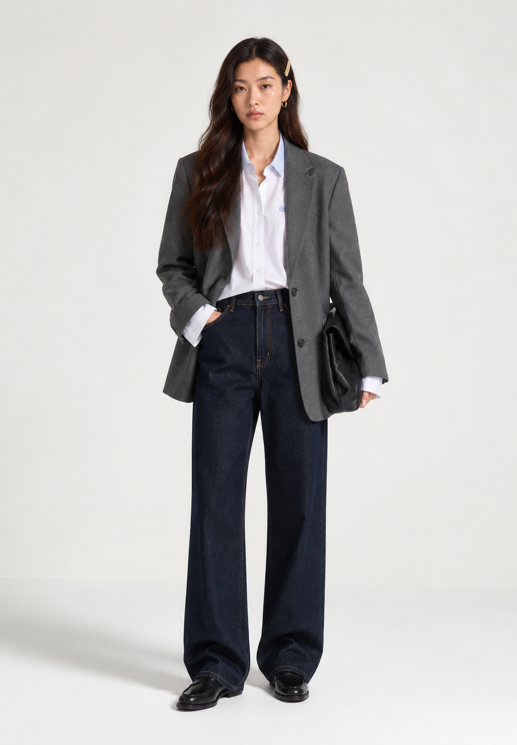 Jean large bleu denim indigo