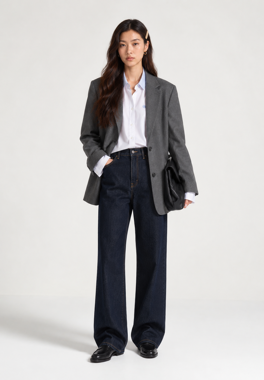 Jean large bleu denim indigo
