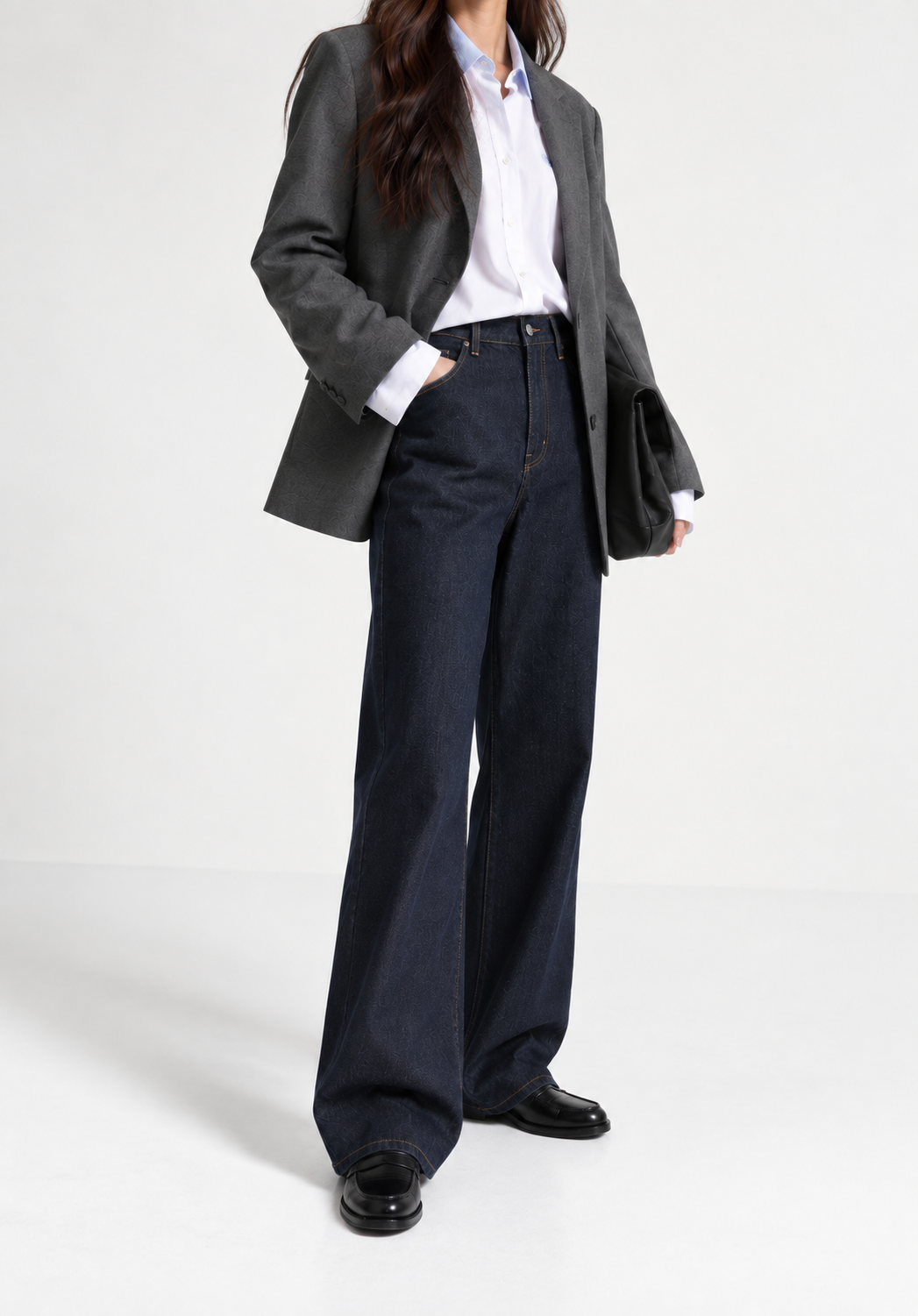 Jean large bleu denim indigo