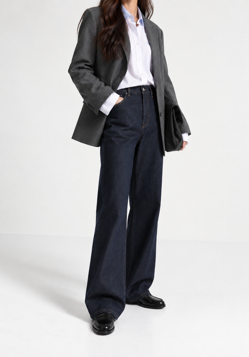 Jean large bleu denim indigo
