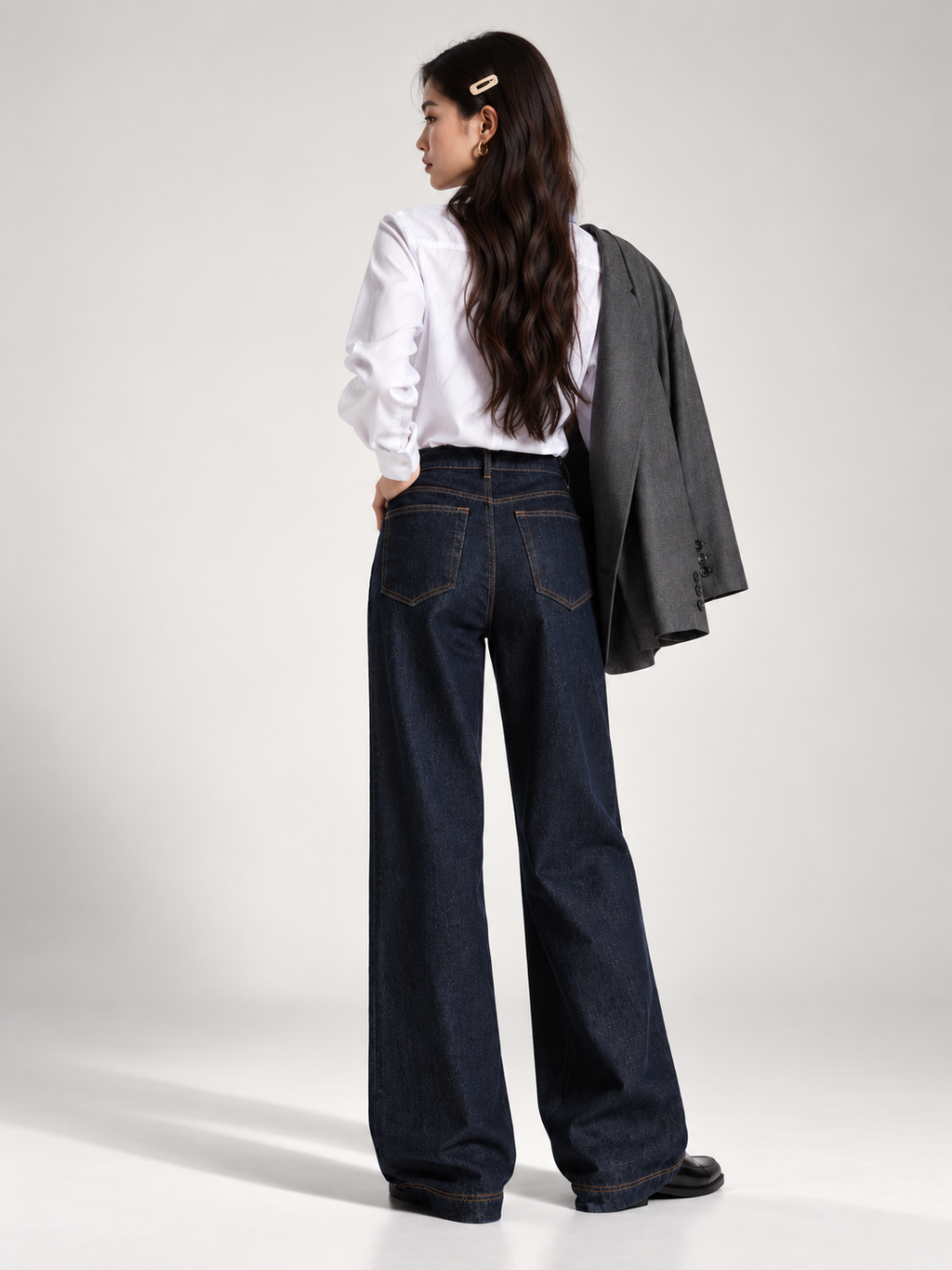 Jean large bleu denim indigo