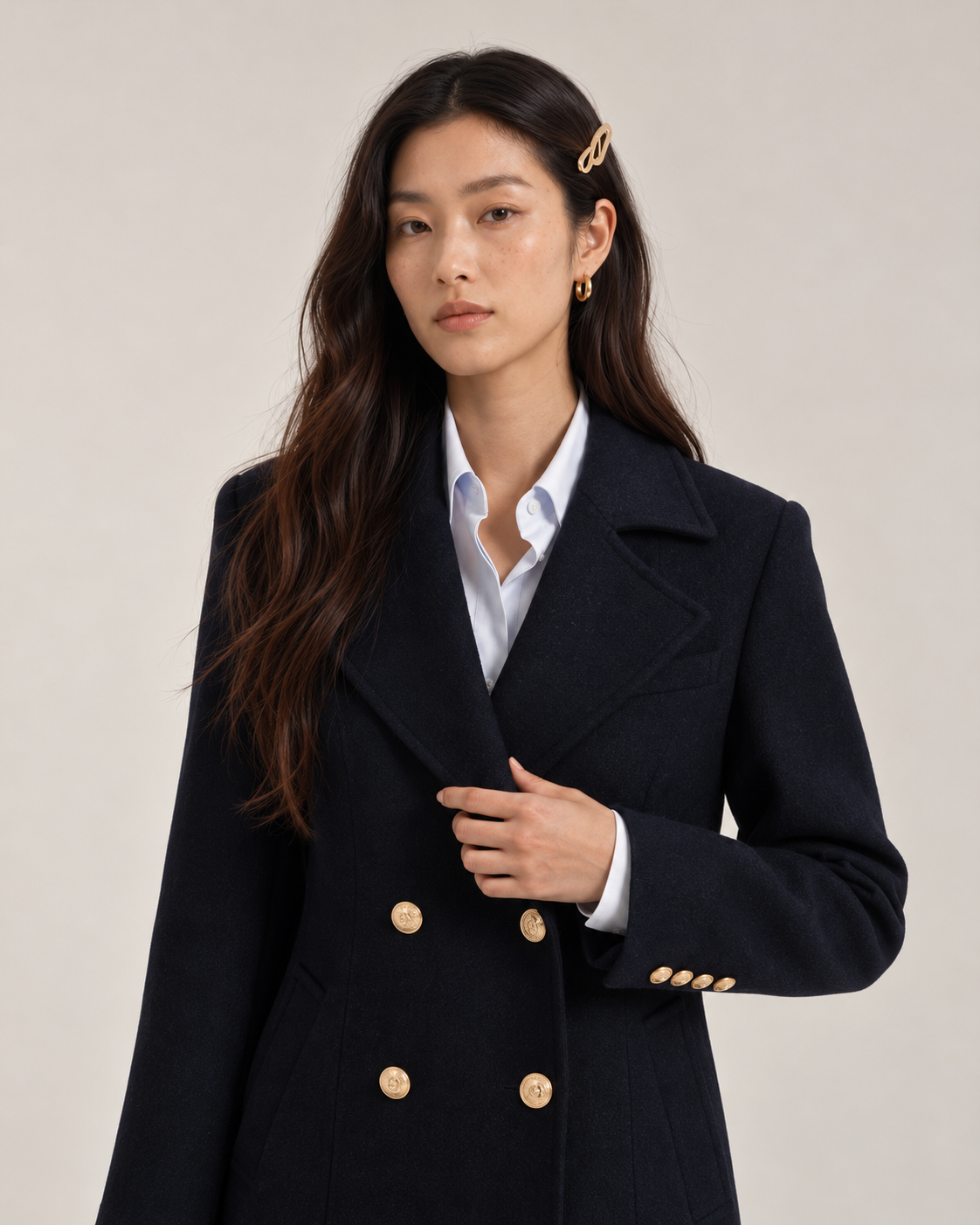 Manteau long bleu marine