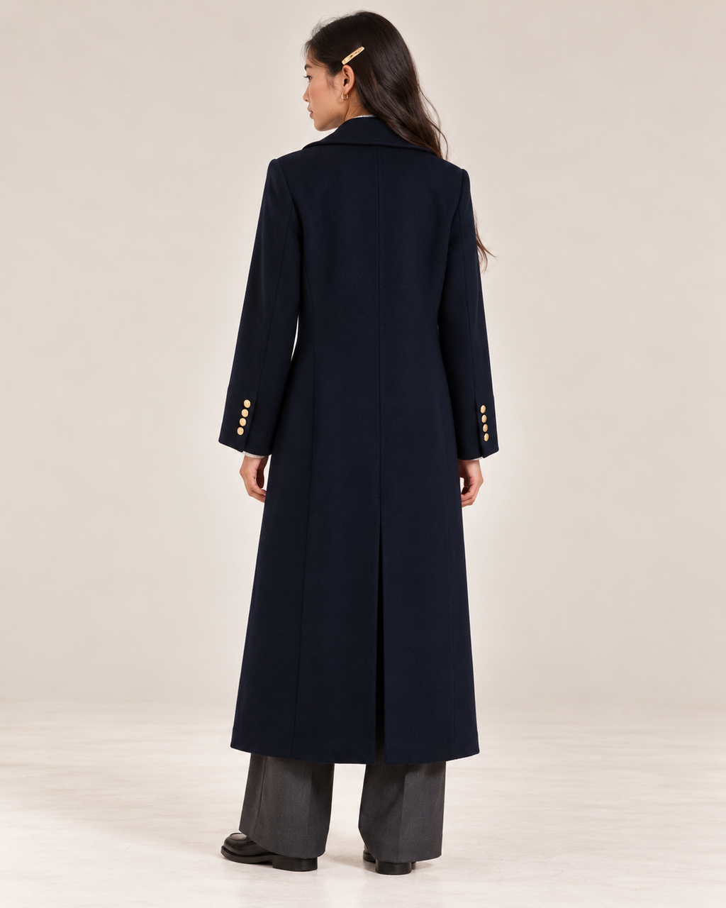 Manteau long bleu marine