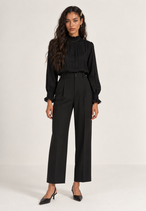 Pantalon de tailleur droit pinces