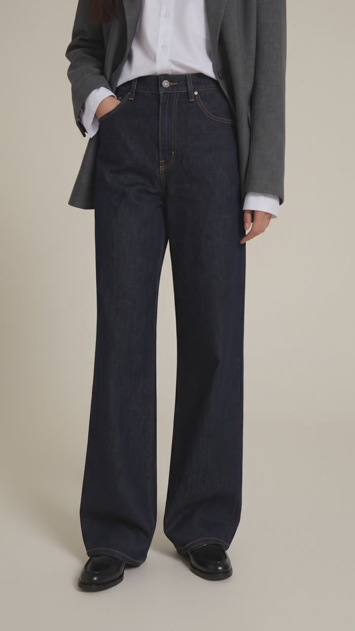 Jean large bleu denim indigo