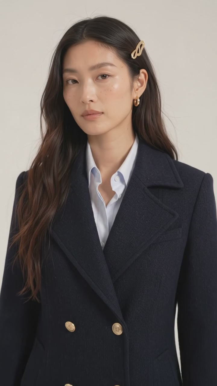 Manteau long bleu marine